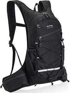 buffup Bike backpack Waterresistant, MTB hydration backpack, small 15L hiking backpack for speed hiking. (Black)