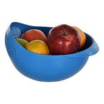 Cutting EDGE Strainer Colander, Fruit Basket, Pasta Strainer, Vegetable Strainer, Kitchen Sieve, Washing Bowl, Unbreakable, 1 x Big (Blue)