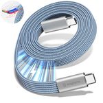 Magtame Magnetic 240W USB C to USB C Cable, Coiled USB Type C Cable Fast Charging for iPhone 15/15 Plus/15 Pro/15 Pro Max, MacOS, i-Pad Pro, Galaxy S24/S23/S22 Ultra, Switch 5FT Blue