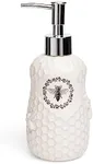 Young's Inc. Ceramic Honey Bee Soap Dispenser for Bathroom and Kitchen - White