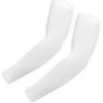 Sports Compression Arm Sleeves for Men & Women - Youth, Kids Arm Sleeve Baseball - Volleyball Sleeves & Basketball Sleeve, White, Adult Medium