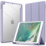 JETech Case for iPad 9.7-Inch (6th/5th Generation, 2018/2017) with Pencil Holder, Clear Transparent Back Shell Slim Stand Shockproof Tablet Cover, Auto Wake/Sleep (Lilac)