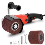 MXBAOHENG 2200W Electric Burnishing Polishing Machine 6-Speed Adjustable Electric Drum Sander Machine with 2Pc Wheels for Metal and Stainless Steel Polishing（Red）