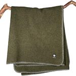 EKTOS 100% Virgin Wool Blanket, 50" x 60", Perfect for Camping, Outdoor Essentials (Olive Green, Throw Size)