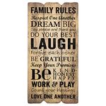 P. Graham Dunn 12 x 6 Small Fence Post Wood Look Decorative Sign Plaque, Family Rules