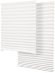 SEEYE Light Filtering Temporary Blinds Cordless Shades Fabric Pleated Fabric Shade Easy to Cut and Install, 36" W x 72" L - 2 Pack, White, with 4 Clips