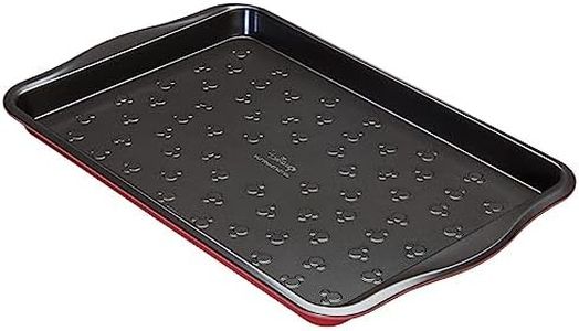 Prestige New Disney Bake with Mickey Mouse Oven Tray Non Stick - Large Baking Tray 10" x 15", Carbon Steel Bakeware, Red & Black