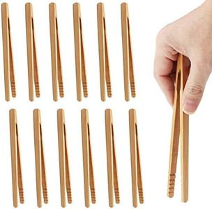 Fansunta 12pcs Reusable Bamboo Toast Tongs - Wooden Toaster Tongs For Cooking & Holding - 7 Inch Long - Ideal Kitchen Utensil For Cheese Bacon Muffin Fruits Bread