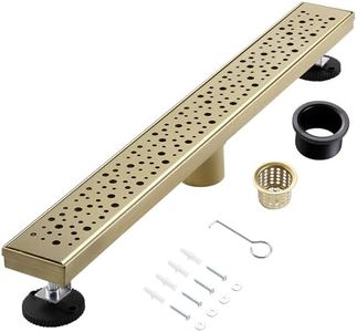 48 Inch Linear Shower Drain, Brushed Gold Shower Drain,Removable Grate, 304 Stainless Steel, Easy to Install and Clean for Bathrooms (Drain Base Not Included), LSD-19A-48G