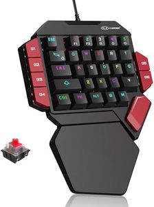 MageGee One Handed Professional Gaming Keyboard, RGB Backlit 35 Keys Mini Wired Mechanical Keyboard with Red Switch for PC Gamer, Support 6 Macro Keys - Black/Red