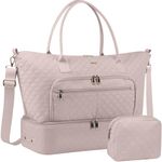 HOTOR Travel Duffle Bag for Women - Carry on Bag with Toiletry Pouch & Shoe Compartment, Large Overnight Weekender Bags for Gym, Business Trips, Sports and Hospital, Pink, 17.3" x 7.9" x 13.4"