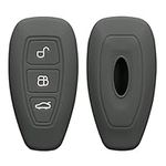 kwmobile Key Cover Compatible with Ford 3 Button Car Key Keyless Go - Soft Silicone Car Key Fob Holder Protector Case - Dark Grey