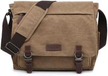 Dasein Large Vintage Canvas Messenger Shoulder Bag, Brown, 15in Laptop Capacity