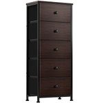 REAHOME 5 Drawer Dresser for Bedroom Faux Leather Chest of Drawers Closets Large Capacity Organizer Tower Steel Frame Wooden Top Living Room Entryway Office (Rustic Brown) RZP5R1