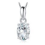 JewelryPalace Oval Cut 8 * 6mm 1ct Cubic Zirconia Solitaire Pendant Necklace for Women, Classic Simulated Diamond 925 Sterling Silver 14k White Gold Plated Necklaces for Her VVS D-F, 18 Inch Box chain