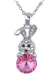 Alilang Rabbit Pendant Cute Animal Bunny Crystal Rhinestone Necklace for Women Gift