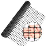 Garden Fence Animal Barriers, 1x 20m Plastic Mesh Fencing Roll for Dogs Heavy Duty Snow Fence Reusable Garden Netting Temporary Fence for Poultry Yard Vegetable - Black