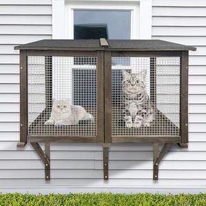 Cat Catio Outdoor Window Enclosure for Large Cats - Expandable Cat Window Bed for Napping, Sunbathing & Enjoying Scenery