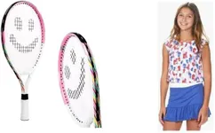 Street Tennis Club Girls 19 Inch Tennis Racket and Tennis Dress Outfit Small Bundle for 5-6 Years Girls