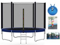 mcc direct Heavy Duty 6FT 8FT 10FT 12FT 14FT Outdoor Trampoline with Enclosure Net for Kids Spring Cover Ladder FREE Space Hopper (6ft), Blue, Black, Silver