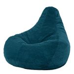 icon Dalton Cord Recliner Bean Bag Chair, Teal, Large Lounge Chair Gaming Bean Bags for Adult with Filling Included, Jumbo Cord Adults Beanbag, Boho Decor Living Room Furniture