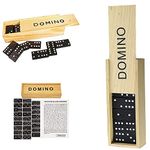 28 Pieces Classic Retro Domino Game, 6" Double-Six Dominoes for children in Wooden Retro Gift Box for Adults