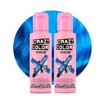 Crazy Color Vibrant Sky Blue Semi-Permanent Duo Hair Dye. Highly Pigmented Cobalt Blue Conditioning & Oil Nourishing Vegan Formula | No Bleach or Ammonia | 200ml