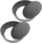 Tosnail 2 Packs 9.5" x 2" Nonstick Tart Pan with Removable Bottom, Quiche Pan Deep Pie Pan Round Baking Pan