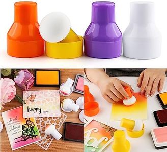 Briartw 4 Pcs/Pack Ink Applicator with Storage Cases,Inking Sponge,Paper Pouncers are A Tool for Direct Ink Application On Intricate Die Cuts, Stencils,4 Colors(Orange, Yellow, Purple,White)