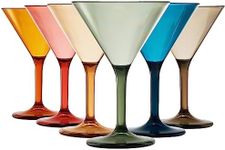 The Wine Savant European Style Plastic Crystal Glasses, Unbreakable Martini, Cocktail |Set of 6| Shatterproof Acrylic 100% Tritan, Colored BPA-free, Outdoor, Pool & Indoor, Dishwasher Safe 10oz