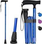 CaneCraft UK Blue Lightweight Walking Stick, Folding Walking Sticks for Women & Men, Collapsible Cane, Adjustable Foldable Walking Mobility Aid for Elderly & Ladies, Heavy Duty Cane