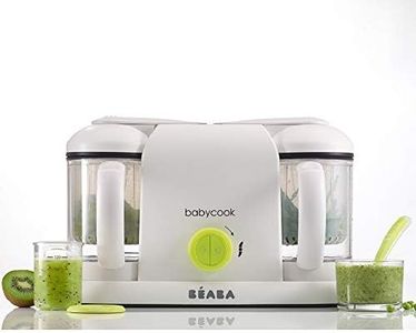 BEABA - Babycook Duo - Baby Food Maker 4 in 1 : Food Procesor, Blender and Cooker - Soft Steamer Cooking - Homemade Baby Food in 15 Minutes - XXL : 2 x 1100 ml Capacity - Neon