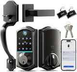 Veise Fingerprint Smart Front Door Lock Set, App Control, Keyless Entry Door Lock with Handle, Smart Deadbolt, Emergency Power Port, Digital Touchscreen Keypad, Auto Lock, Easy Install, Matte Black