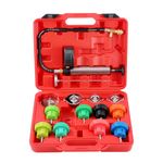 KATSU 14-Piece Car Radiator Cooling System Pressure Tester Kit with Hand Vacuum Pump, Water Tank Leak Detector for Cars Trucks SUVs 450811