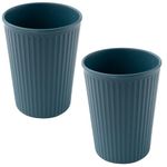 Irida Naturals Wheat Straw & Bamboo Fibre Reusable Fluted Cups Set of 2 | 360ml | Unbreakable Cups for Serving Tea, Coffee, Juices |Eco-Friendly |Microwave,Freezer & Dishwasher Safe(Blue)