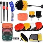 Drill Brush Attachment Set, 29 Piece Power Scrubber Brush Cleaning Supplies, Scrub Brush with Extend Long Reach Attachment, Car Detailing Brush for Grout, Tiles, Sinks, Bathroom, Kitchen