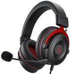 EKSA E900 Wired Stereo Gaming Headset-Over Ear Headphones with Noise Canceling Mic, Detachable Headset Compatible with PS4, PS5, PC, Laptop (Red)