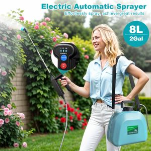 SYLSTAR Battery Powered Garden Sprayer 8L – Electric Weed Sprayer, 3 Mist Nozzles, USB Rechargeable, Blue
