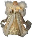 Kurt Adler UL 10-Light Angel Treetop Figurine, 10-Inch, Ivory and Gold