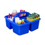 Storex 3-Compartment Small Caddy – Multipurpose Classroom Organizer with Handle, Azure, 6-Pack (00947A06C)