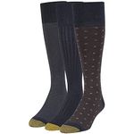 Gold Toe Men's Over-The-Calf Dress Socks, 3-Pairs, Navy, Large (Pack of 3)