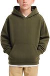 JustBlanks Youth Hoodies for Boys Girls Fleece Sweatshirt Children Pull on Hoody sweatshirt Youth Hooded Sweatshirt - Olive Drab Green - M