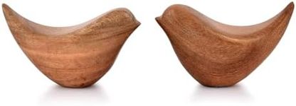 NIRMAN Acacia Wood Bird Statues Set Home Décor Bird Sculpture for Living Room, Bathroom, Office Modern Style Birds Decorative Ornaments (Set of 2) (4.5" x 2" x 2.5")