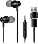 USB Earbuds with USB-A to C Adapter, USB-C + USB-A Earbuds Headphones Compatible with Samsung Smartphones, Laptop PC, Mac, Advanced DAC Sound Card, Clear Mic, Deep Bass, CGS-W1A