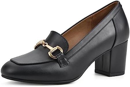 WHITE MOUNTAIN Women's Shoes Freehold Block Heel Loafer, Black/Smooth, 8.5