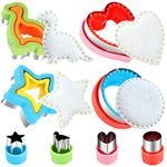 FIRETREESILVERFLOWER Sandwich Cutter and Sealer,Bread Sandwich Decruster Maker Fruit Vegetable Cookie Cutters for Kids Bento Box,Heart Mickey Dinosaur Circle Shapes Sandwich and Cookie Cutters.