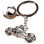 Wasserquelle 3D Metal Motor Bike Keyring Model Motorcycle Helmet Keychain Mini Motorcycle Motorbike Helmet Cool Silver Metal Charm Car Key Ring Keychain Gift (Motorbike)