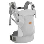 CUBY Baby Carriers from Newborn, 4-in-1 Magnetic Snap Baby Carrier with Adjustable Breathable Head Neck Support Baby Sling Wraps Carrier, Toddler Front and Back Baby Carriers Use Up to 8-40 LBS (Grey)