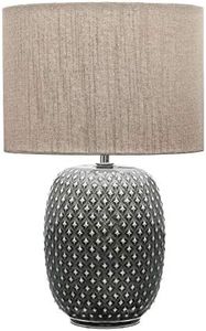 Pauleen 48153 Pretty Classy Ceramica Lampada da Tavolo con Paralume in Tessuto Chiaro Max. 60W E27 Scuro 230V, Grigio, Beige
