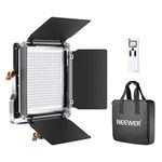 Neewer Advanced 2.4G 480 LED Video Light, Dimmable Bi-Color LED Panel with LCD Screen and 2.4G Wireless Remote for Portrait Product Photography, Studio Video Shooting with Metal U Bracket and Barndoor